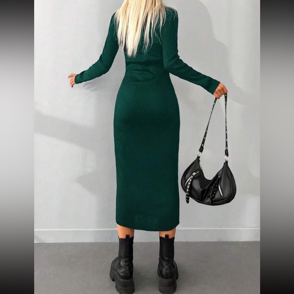 Luxe burgundy high neck sweater bodycon dress - Picture 9 of 16